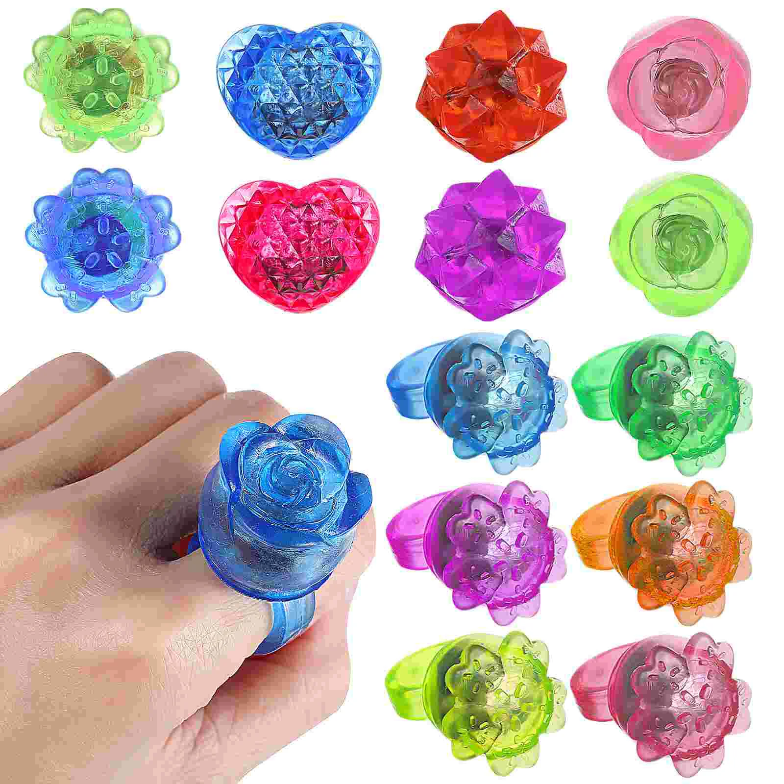 24 Pcs LED Finger Rings Love Flower Crown Shape Flashing Rings Jelly Rings Light Up Toys for Raves Parties
24 Pcs LED Finger Rings Love Flower Crown Shape Flashing Rings Jelly Rings Light Up Toys for Raves Parties