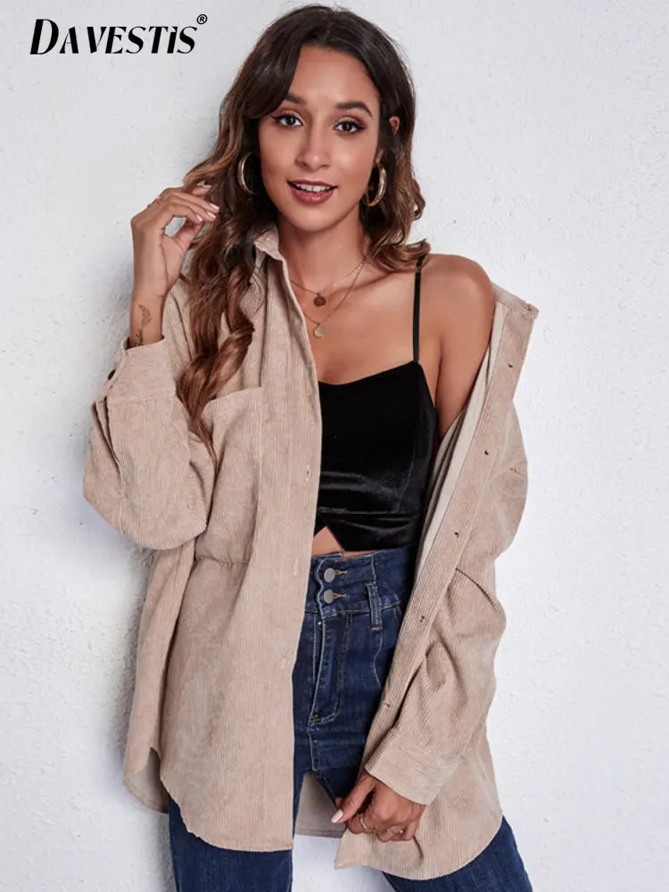 Khaki Corduroy Shirt for Women's 2023 Winter Thin Drop Shoulder Long Sleeve Shirts and Blouses Ladies Casual Loose Coat
Khaki Corduroy Shirt for Women's 2023 Winter Thin Drop Shoulder Long Sleeve Shirts and Blouses Ladies Casual Loose Coat