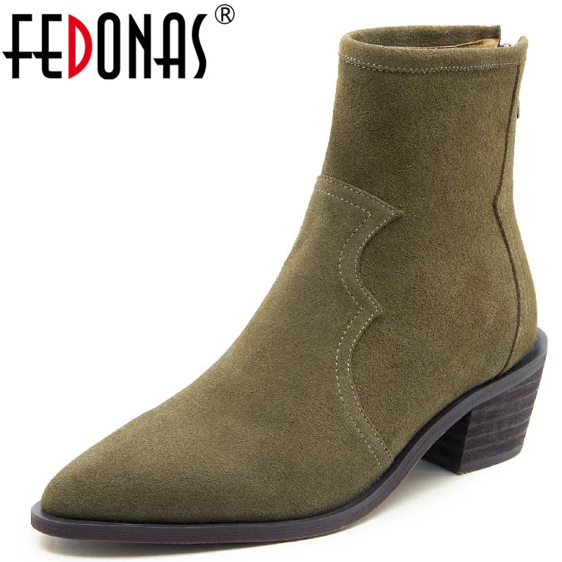 FEDONAS Autumn Winter Women Ankle Boots Office Ladies Concise Thick Heels Pointed Toe Shoes Woman Cow Suede Leather Short Boots
FEDONAS Autumn Winter Women Ankle Boots Office Ladies Concise Thick Heels Pointed Toe Shoes Woman Cow Suede Leather Short Boots