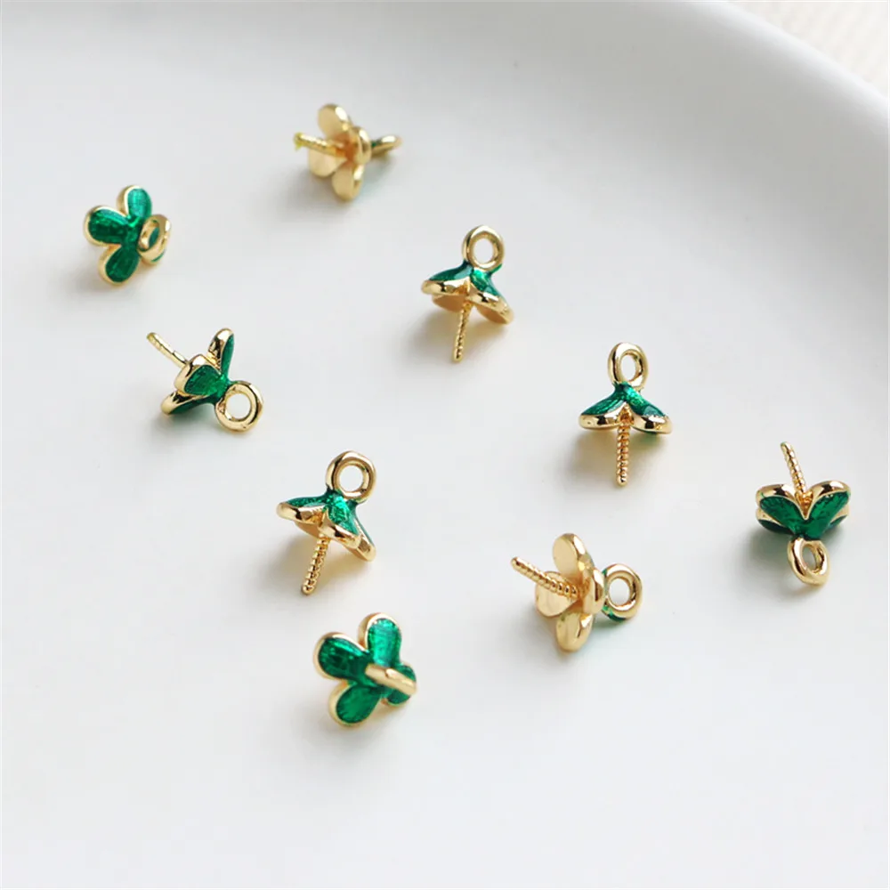 14K gold-plated drop oil green flower holder 6mm sheep eye needle half hole bead holder cap Pin Pendant pearl holder half hole
14K gold-plated drop oil green flower holder 6mm sheep eye needle half hole bead holder cap Pin Pendant pearl holder half hole
