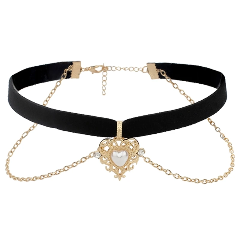 Classic Gothic Black Velvet Choker Necklace Heart Pearl Pendant Necklaces For Women Fashion Jewelry Valentine's Gift Dropship
Classic Gothic Black Velvet Choker Necklace Heart Pearl Pendant Necklaces For Women Fashion Jewelry Valentine's Gift Dropship