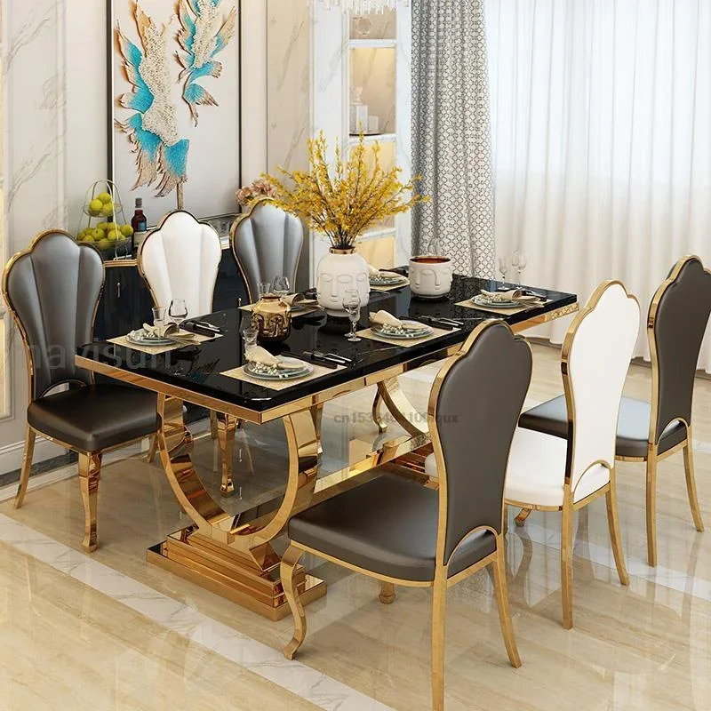 Luxury Kitchen Table Marble Dinner Rectangle Stable Conference Gold Plated Stainless Steel Frame Mesa Plegable Home Furniture
Luxury Kitchen Table Marble Dinner Rectangle Stable Conference Gold Plated Stainless Steel Frame Mesa Plegable Home Furniture