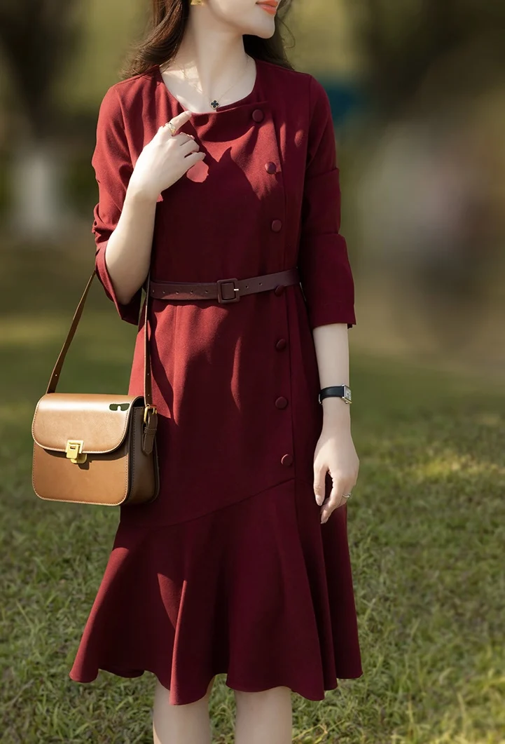 

Новинка 2023, модная женская одежда для ранней весны, платье-Русалка со шнуровкой, 0317