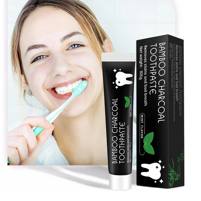 

Organic Activated Charcoal Toothpaste Teeth Whitening Natural Bamboo Mint Adult Oral Care Fresh Breath Stains Remover Toothpaste