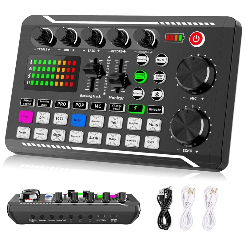 F998 Live Sound Card Audio Mixer Podcast, Voice Changer For Sound Effects Board For Microphone Karaoke
F998 Live Sound Card Audio Mixer Podcast, Voice Changer For Sound Effects Board For Microphone Karaoke