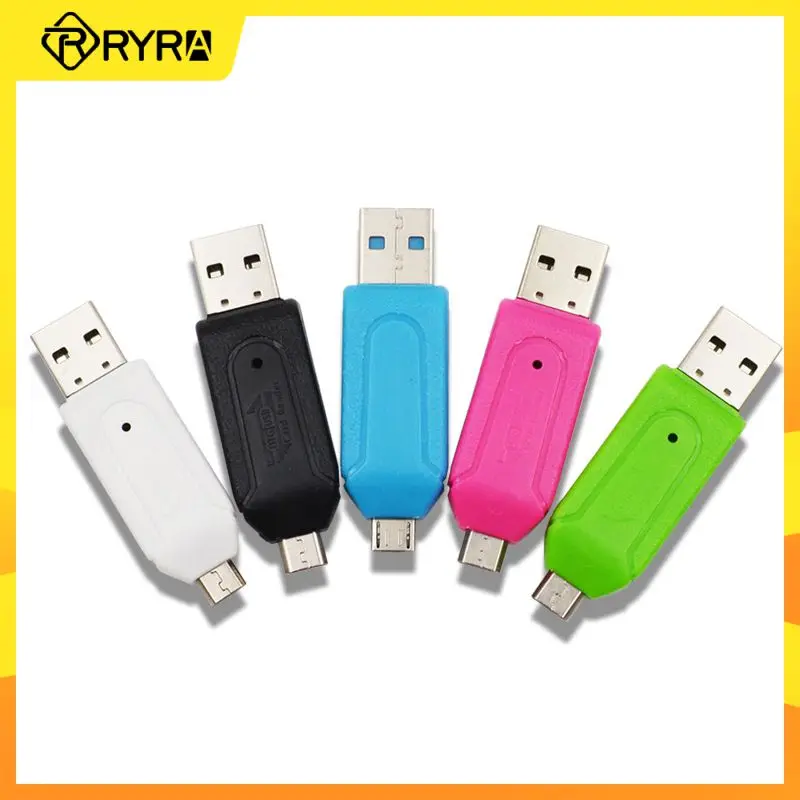 

RYRA 1PC Random Color 2 In 1 USB 2.0 OTG Memory Card Reader Adapter Universal Micro USB TF SD Card Reader For Phone Laptop