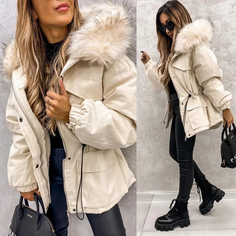 Fall Elegant Fleece Drawstring Hooded Coat Winter Fashion Fluffy Fur Collar Cargo Jacket Lady Casual Long Sleeve Solid Outerwear
Fall Elegant Fleece Drawstring Hooded Coat Winter Fashion Fluffy Fur Collar Cargo Jacket Lady Casual Long Sleeve Solid Outerwear