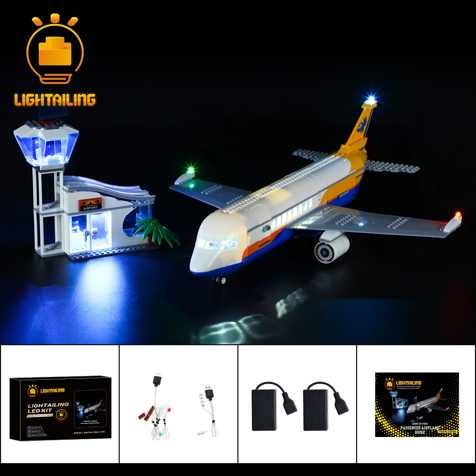 LIGHTAILING LED Light Kit for 60262 Passenger Airplane Building Blocks Set (NOT Include the Model) Bricks Toys for Children
LIGHTAILING LED Light Kit for 60262 Passenger Airplane Building Blocks Set (NOT Include the Model) Bricks Toys for Children