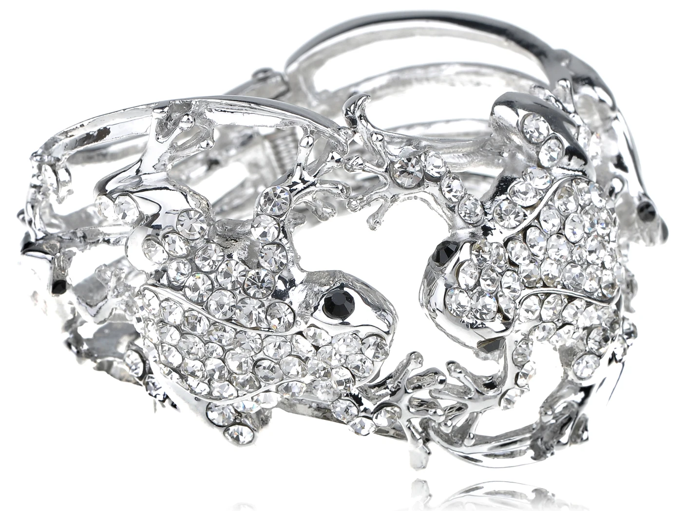 Silvery Tone Crystal Rhinestone Lover Frog Couple w Kids Bracelet Bangle Cuff
Silvery Tone Crystal Rhinestone Lover Frog Couple w Kids Bracelet Bangle Cuff