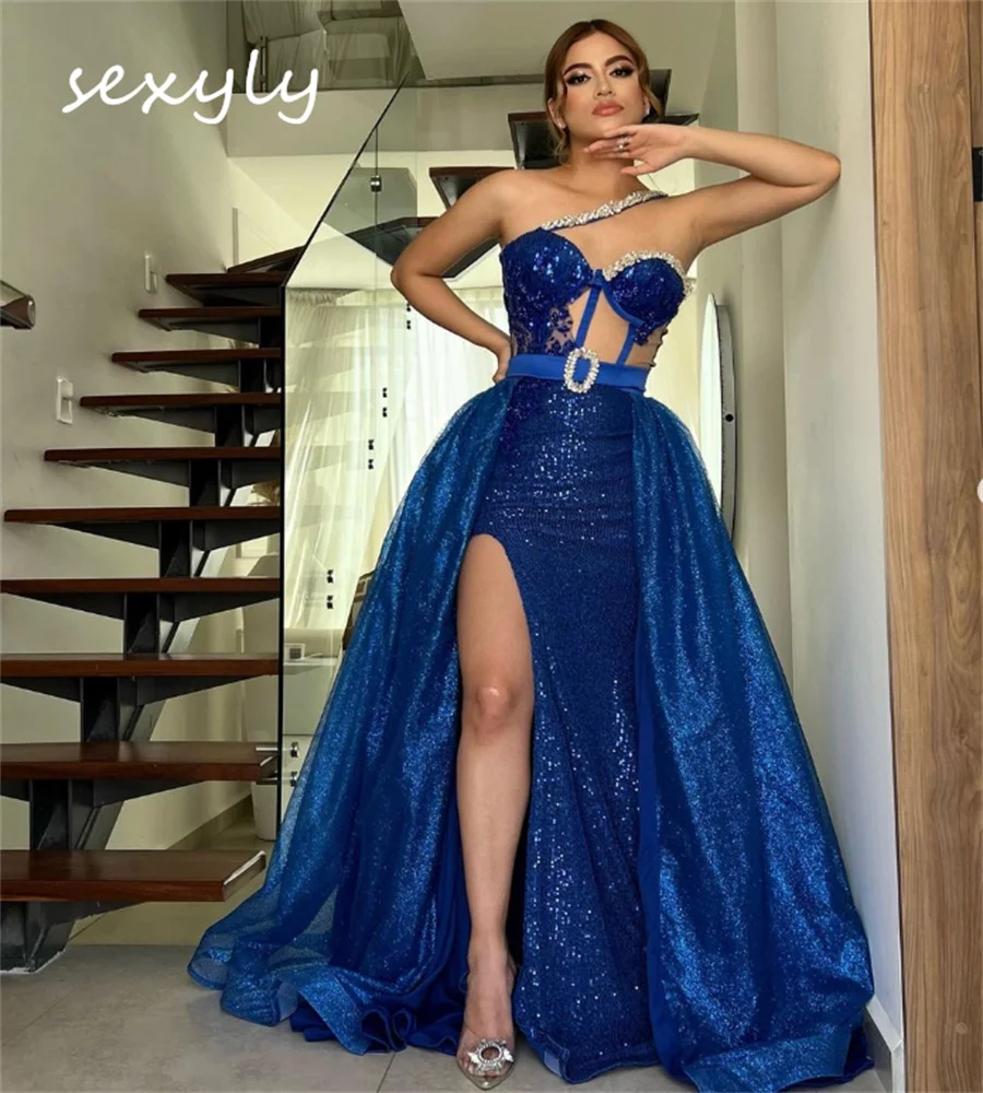 Sparkle Sequin Prom Dress 2023 With Detachable Train One Shoulder 2 In 1 Mermaid Evening Gowns Luxury Split Formal Occasion Wear
Sparkle Sequin Prom Dress 2023 With Detachable Train One Shoulder 2 In 1 Mermaid Evening Gowns Luxury Split Formal Occasion Wear
