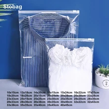 StoBag 50pcs Transparent Clothing Packaging Zipper Bags Plastic Clear Travel Sealed Reusable Ziplock Storage Pouches Wholesale