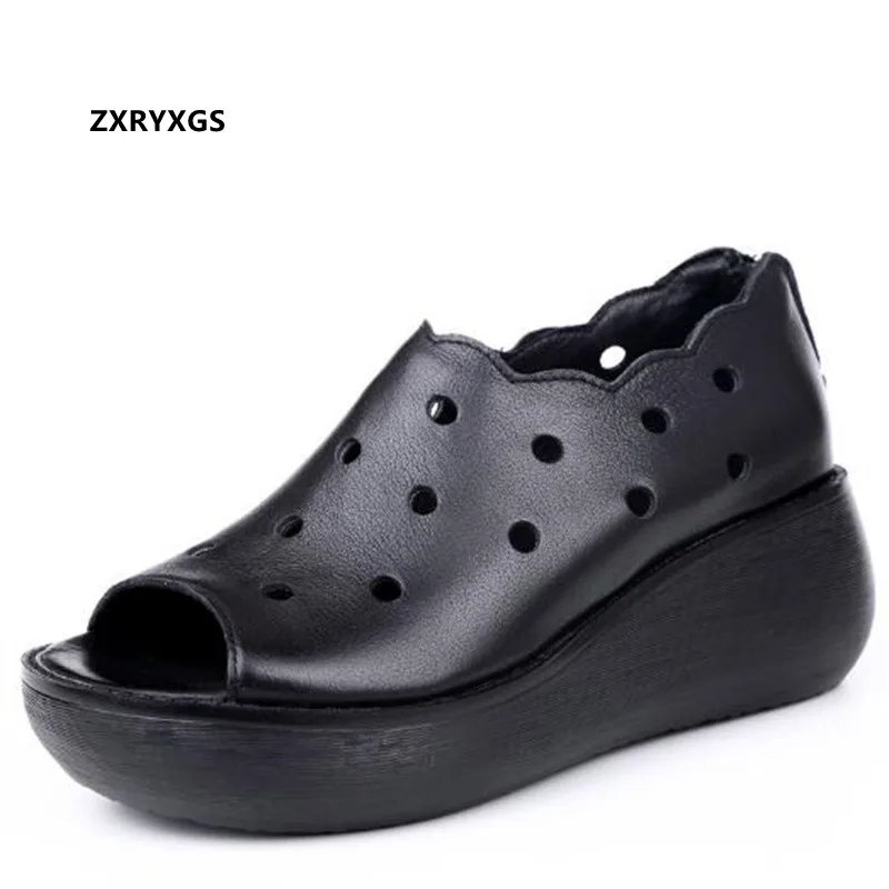 2022 Summer Breathable Genuine Leather Sandals Open Toe Fish Mouth Sandals Platform Wedge Sandals Increase Shoes Women Sandal
2022 Summer Breathable Genuine Leather Sandals Open Toe Fish Mouth Sandals Platform Wedge Sandals Increase Shoes Women Sandal