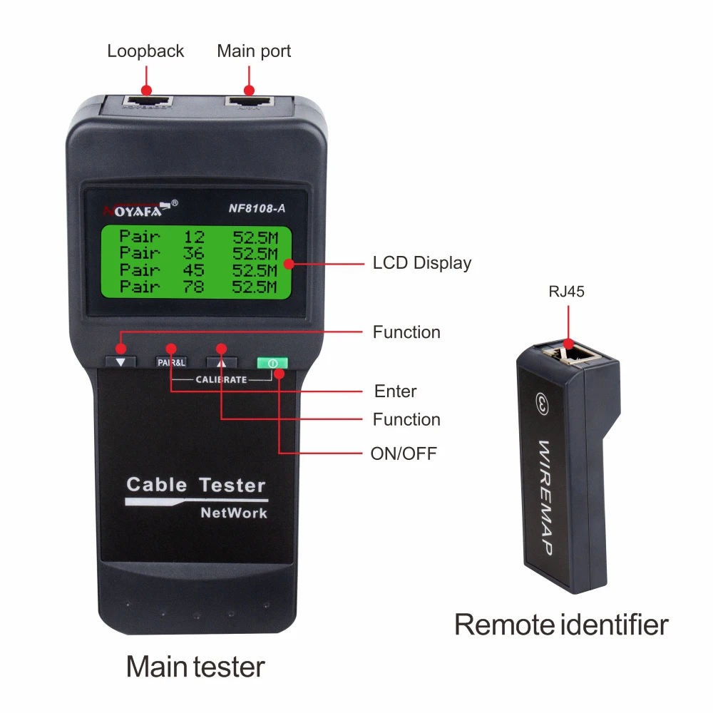 

Noyafa NF-8108A Cat.5E/ 6E UTP STP Network Cable Tester Check Wiring Error 5E 6E Wire Test