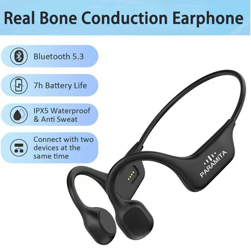 

Real Bone Conduction Bluetooth Headphone Portable ENC Earphone With 8D Stereo Outdoor Sport Earbuds Running Waterproof Headsets