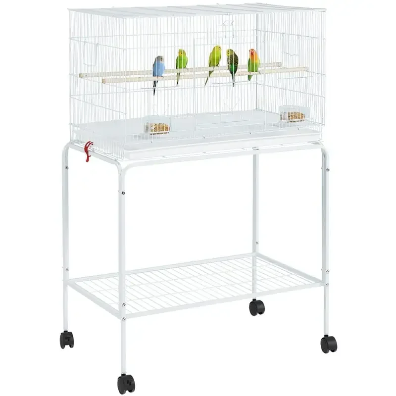 

47-дюймовая подставка для птиц, металлическая летная клетка с выдвижным лотком для маленьких птиц, белая, Легкая очистка