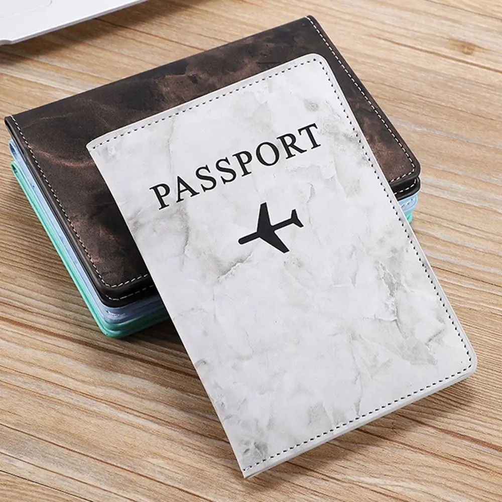 

Certificate Storage Bag PU Leather Marble Grain Passport Protective Cover Travel Accessories PU Card Case Passport Holder