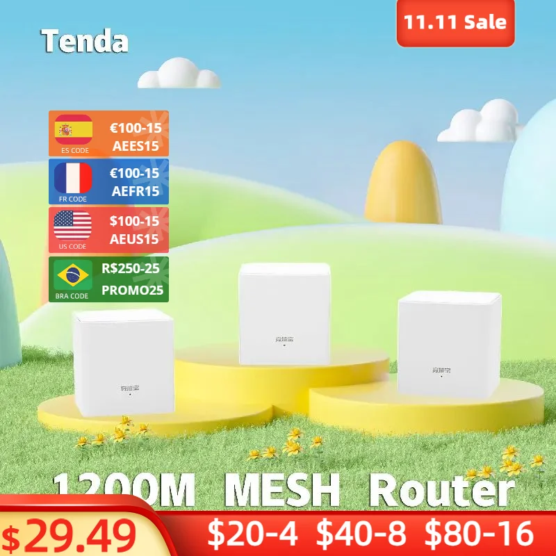 Tenda Nova MW3 Wifi Router AC1200 Dual-Band for Whole Home Wifi Coverage Mesh WiFi System Wireless Bridge, APP Remote Manage
Tenda Nova MW3 Wifi Router AC1200 Dual-Band for Whole Home Wifi Coverage Mesh WiFi System Wireless Bridge, APP Remote Manage