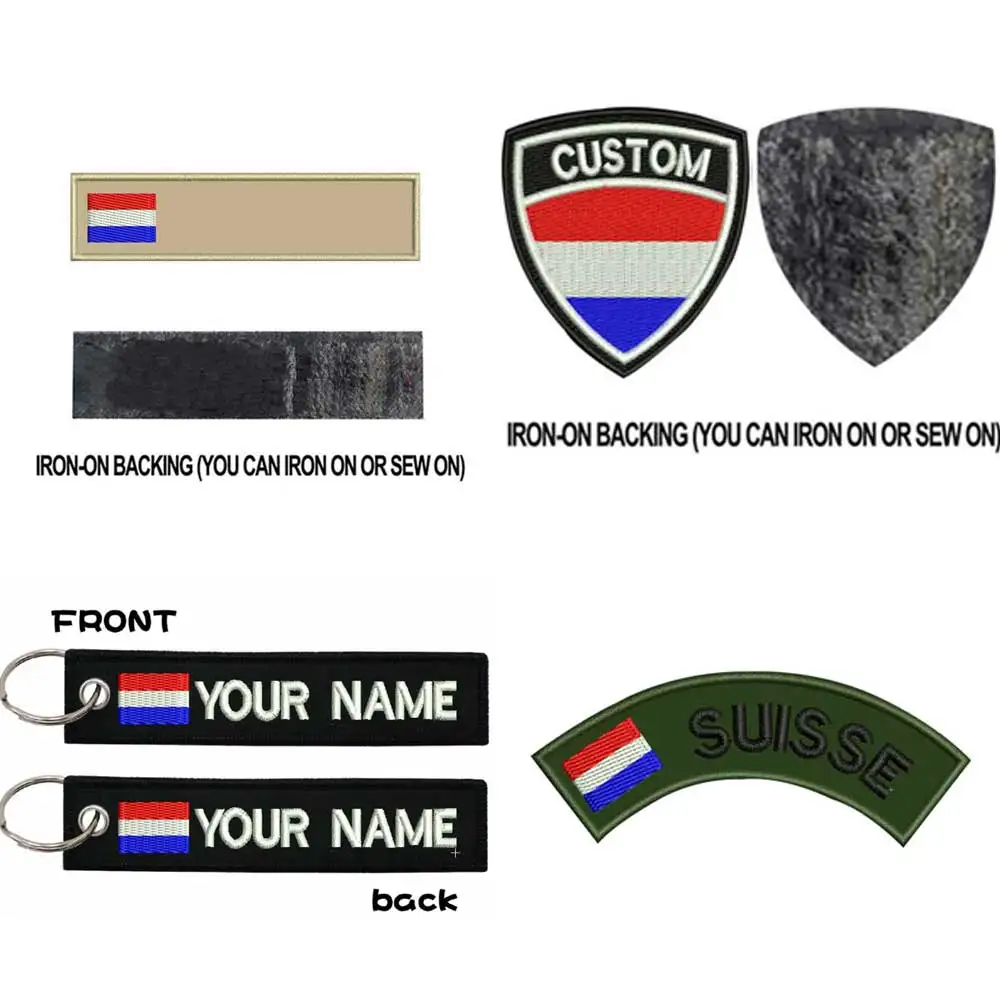 Custom Holland Netherlands flag name patches personalized iron on hook backing embroidered
Custom Holland Netherlands flag name patches personalized iron on hook backing embroidered