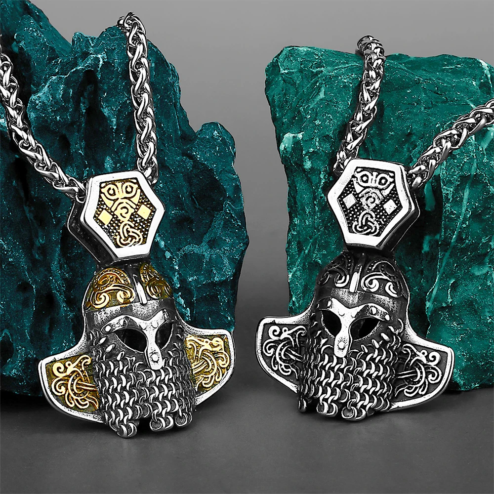 Nordic Odin Warrior Helmet Viking Pendant Necklace Men Vintage Viking Celtic Necklace Stainless Steel Chain Biker Amulet Jewelry
Nordic Odin Warrior Helmet Viking Pendant Necklace Men Vintage Viking Celtic Necklace Stainless Steel Chain Biker Amulet Jewelry