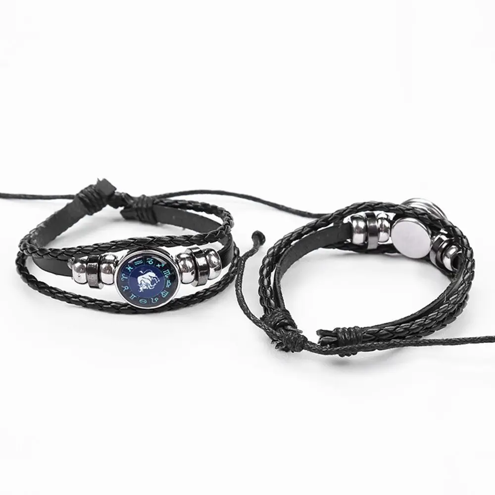 Bangles Woven Male Luminous Cow Leather Female Constellations Bracelet Women Bracelet Couple Hand Rope Fashion Jewelry
Bangles Woven Male Luminous Cow Leather Female Constellations Bracelet Women Bracelet Couple Hand Rope Fashion Jewelry