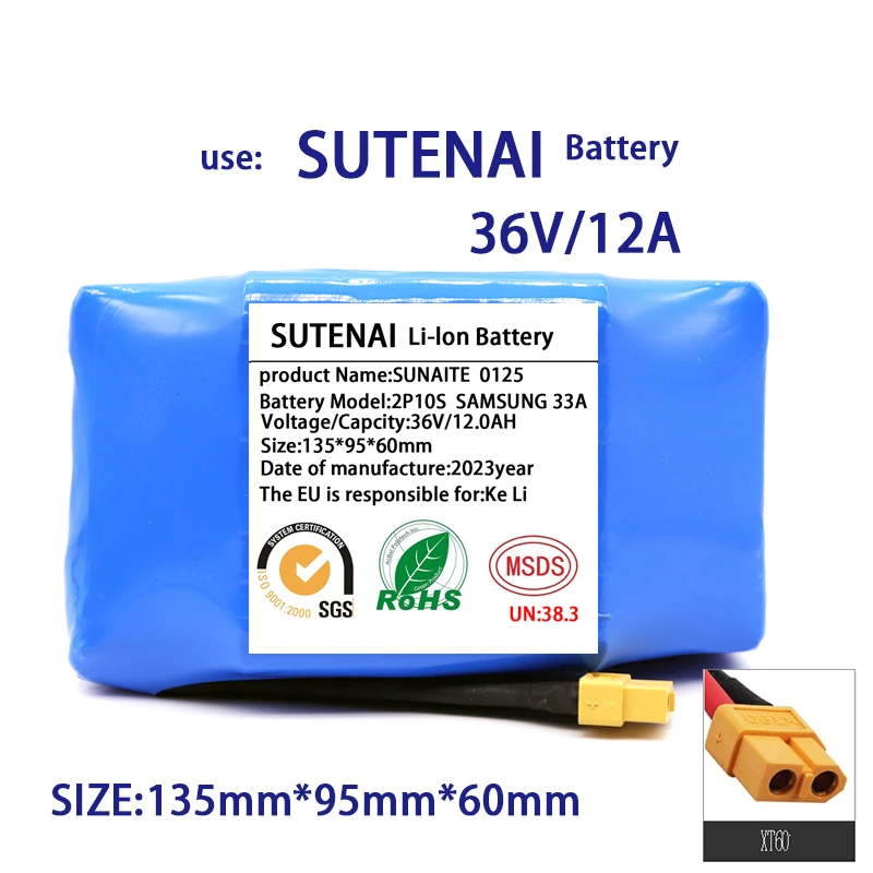 36V 18650 Battery Pack 12000mAh Rechargeable Lithium ion battery for Electric Self Balancing Scooter HoverBoard Unicycle
36V 18650 Battery Pack 12000mAh Rechargeable Lithium ion battery for Electric Self Balancing Scooter HoverBoard Unicycle