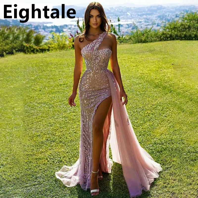 Eightale Pink Sequin Mermaid Evening Dresses One Shoulder Glitter Tulle Side Split Long Prom Gowns Dubai Women Formal Dress
Eightale Pink Sequin Mermaid Evening Dresses One Shoulder Glitter Tulle Side Split Long Prom Gowns Dubai Women Formal Dress