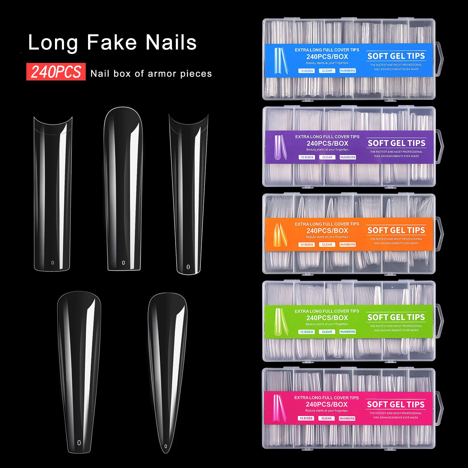 240pcs Long Fake Nails Simple Soft Gel Tips Acrylic Press on Nails Coffin Manicure Basic Nail Supplies Nails Set Press On
240pcs Long Fake Nails Simple Soft Gel Tips Acrylic Press on Nails Coffin Manicure Basic Nail Supplies Nails Set Press On