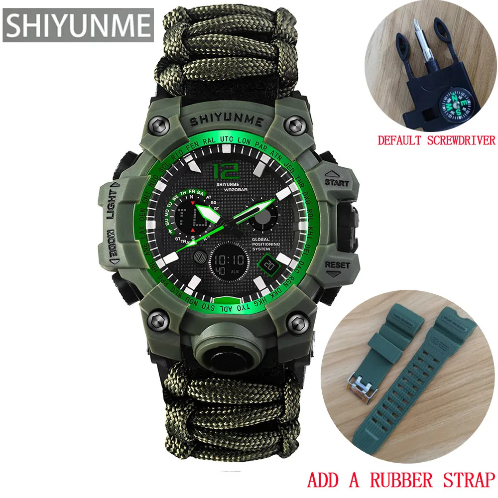 NEW G style SHIYUNME Men Military Sports Digital Watches Compass Outdoor Survival Multi-function Waterproof Men's Watch Relogio
NEW G style SHIYUNME Men Military Sports Digital Watches Compass Outdoor Survival Multi-function Waterproof Men's Watch Relogio
