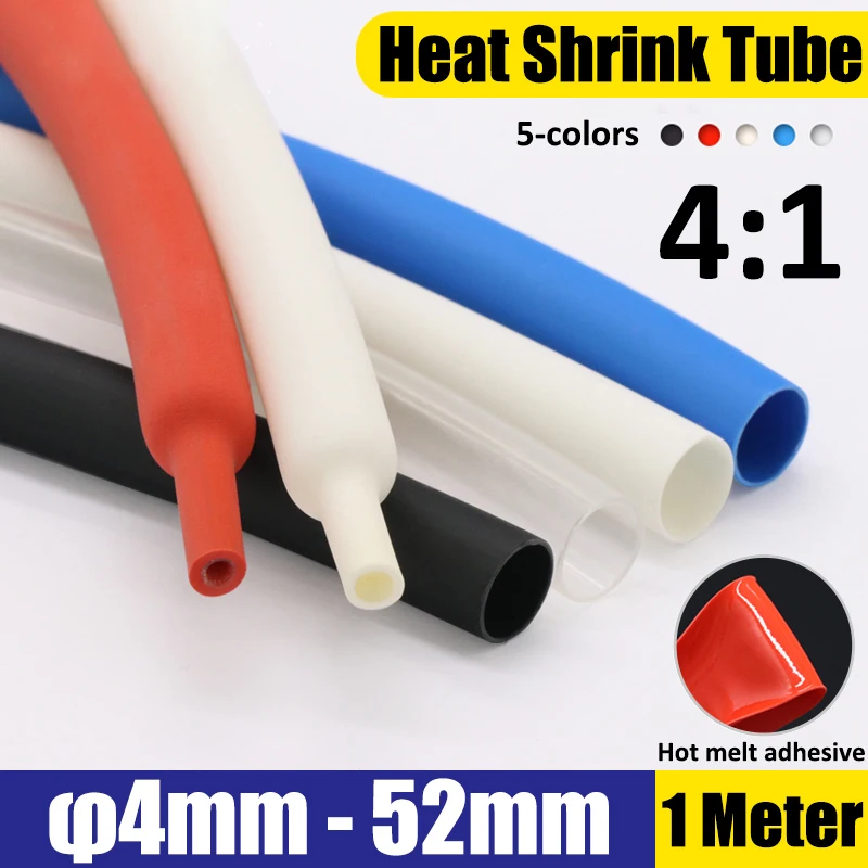 1M Diameter 4/6/8/12/16/20/24/32/40/52mm Heat Shrink Tube 4:1 Polyolefin Thermal Cable Sleeve Insulated Cable Wire Heatshrink
1M Diameter 4/6/8/12/16/20/24/32/40/52mm Heat Shrink Tube 4:1 Polyolefin Thermal Cable Sleeve Insulated Cable Wire Heatshrink