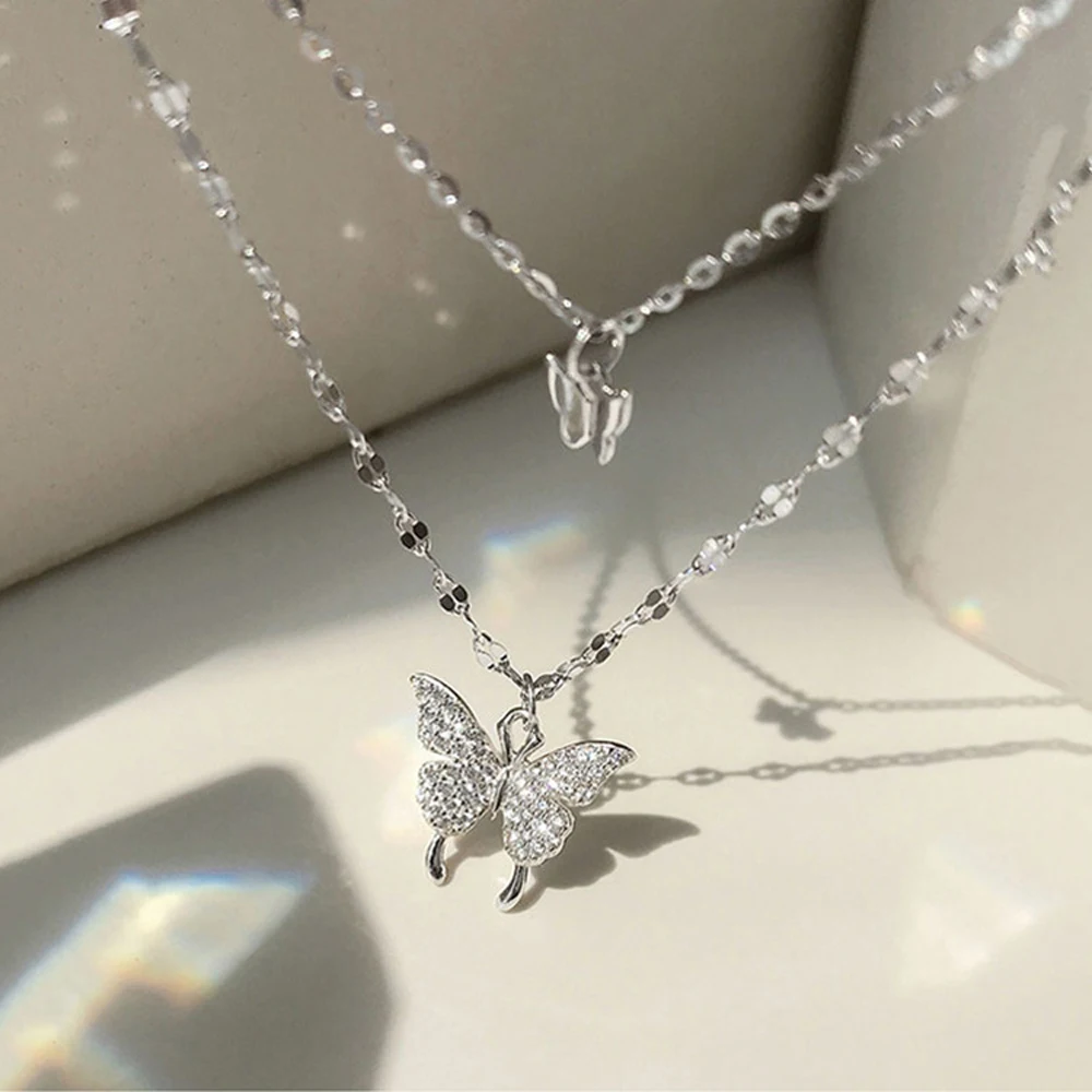 SUMENG 2022 New Fashion Shiny Multilayered Butterfly Necklace Exquisite Double Layer Clavicle Chain Necklace Jewelry For Women
SUMENG 2022 New Fashion Shiny Multilayered Butterfly Necklace Exquisite Double Layer Clavicle Chain Necklace Jewelry For Women