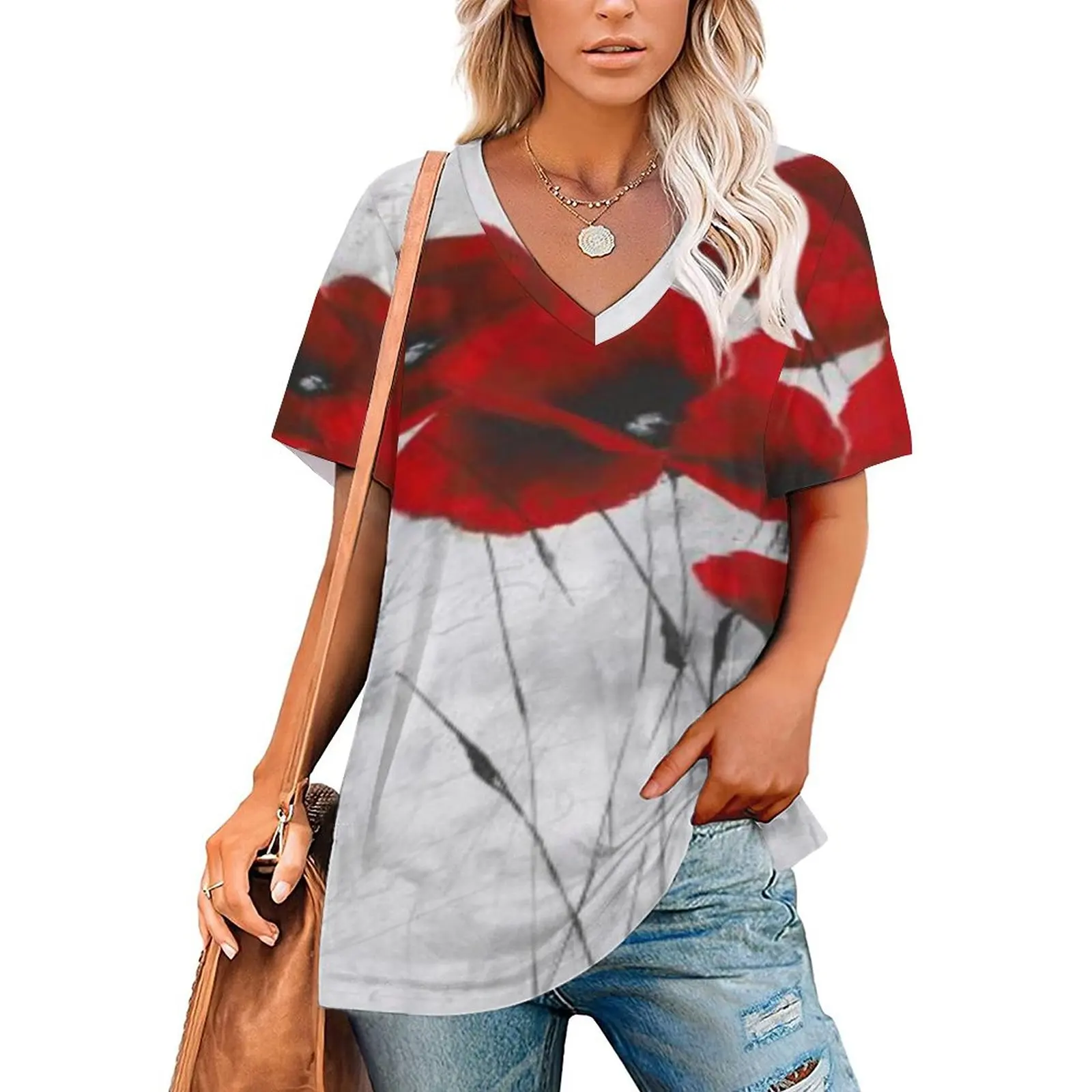Summer Women's New Short Sleeve Top Tee Butterfly Print V-neck Women's Blouse Harajuku
Summer Women's New Short Sleeve Top Tee Butterfly Print V-neck Women's Blouse Harajuku