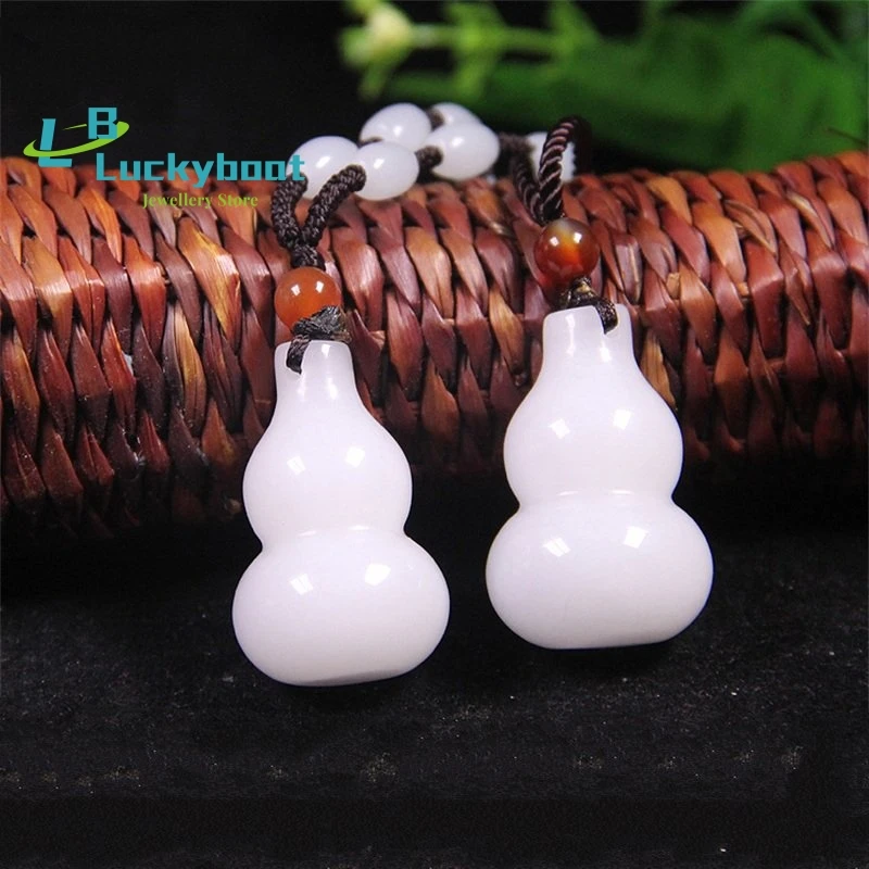 

Natural Xinjiang Hetian Jade and Sheep Fat Kunlun White Jade Gourd Pendant Fu Lu Shou Men's and Women's Jade Pendan