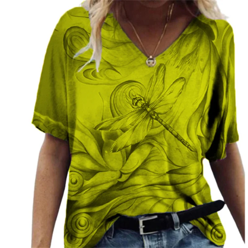 Fashion Dragonfly Painting 3D Printed T Shirt Woman Summer T-Shirts Women's V-Neck Oversized Y2K Tops Casual Harajuku Clothing
Fashion Dragonfly Painting 3D Printed T Shirt Woman Summer T-Shirts Women's V-Neck Oversized Y2K Tops Casual Harajuku Clothing