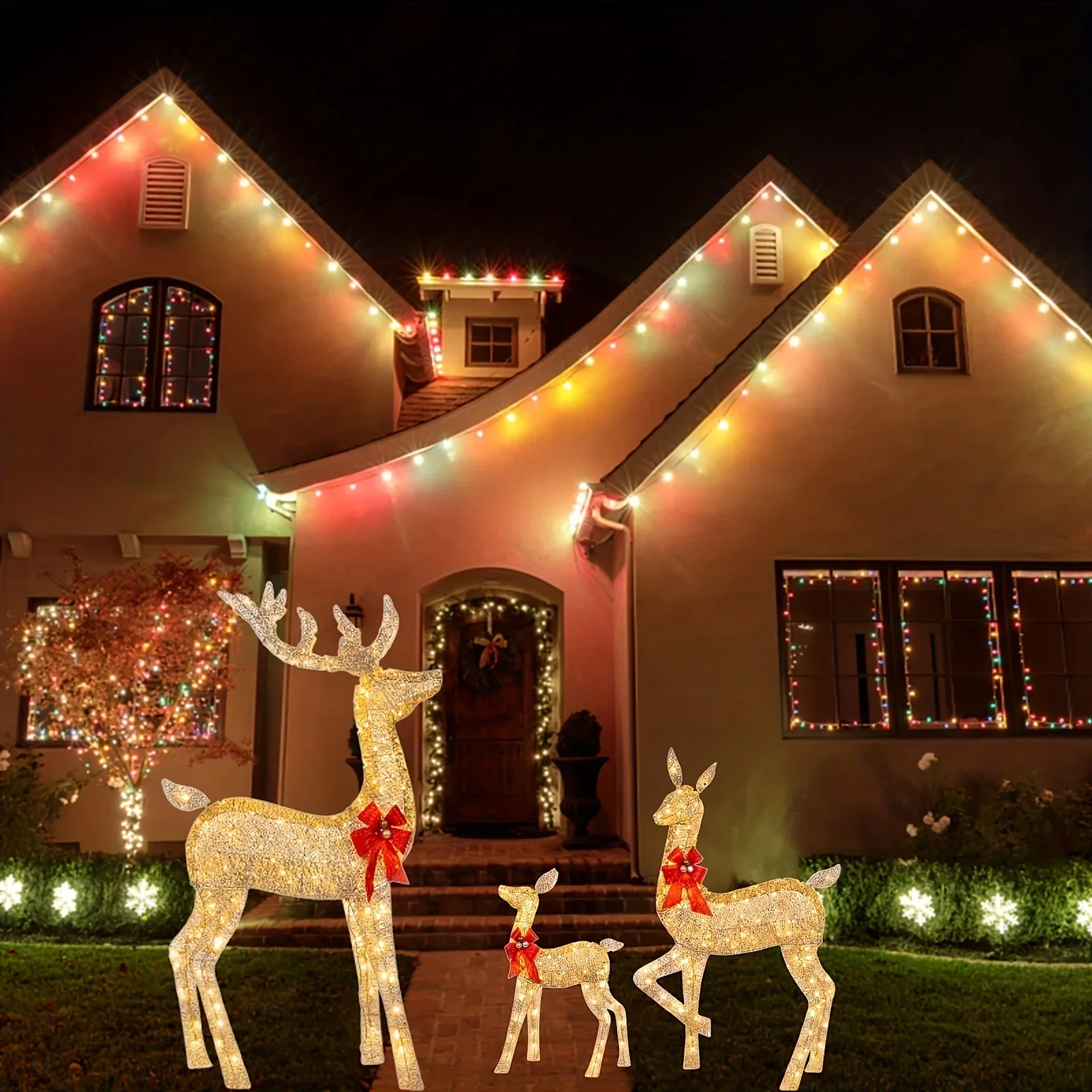 Reindeer Christmas Atmosphere Deer Lights Garden Lawn Deer Lights Christmas Home Decorations Large and Small Group of Three
Reindeer Christmas Atmosphere Deer Lights Garden Lawn Deer Lights Christmas Home Decorations Large and Small Group of Three