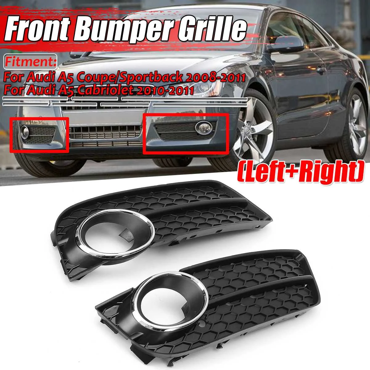A Pair Chrome Car Front Bumper Lower Fog Light Lamp Grille Grill Cover For Audi A5 2008 2009 2010 2011 Fog Light Grill 8T0807681
A Pair Chrome Car Front Bumper Lower Fog Light Lamp Grille Grill Cover For Audi A5 2008 2009 2010 2011 Fog Light Grill 8T0807681