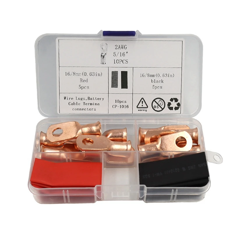 JFBL Hot AWG2X5/16, медная стандартная кольцевая Клемма, Концевая Термоусаживаемая трубка для аккумулятора
JFBL Hot AWG2X5/16, медная стандартная кольцевая Клемма, Концевая Термоусаживаемая трубка для аккумулятора