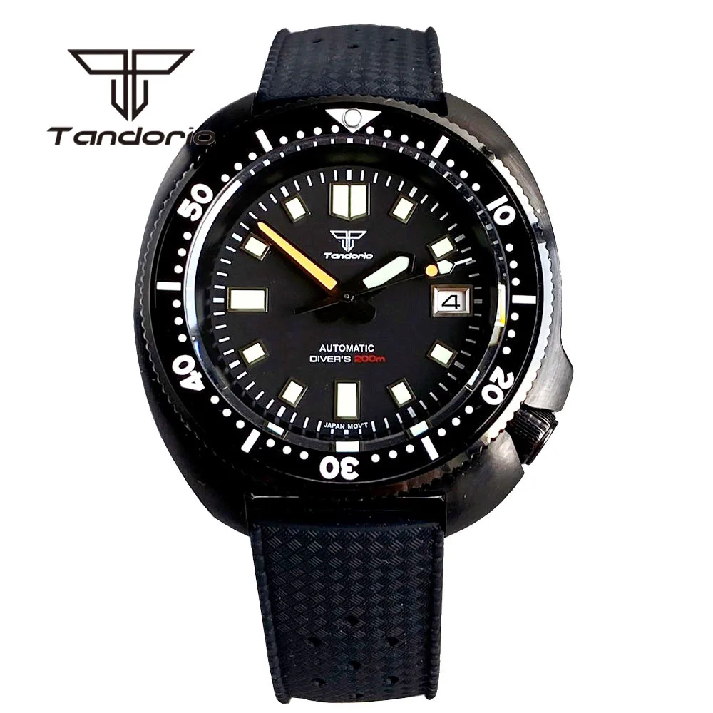 

Мужские часы тандорио Pvd Abalone 44 мм NH35A, часы с автоматическим движением из сапфирового стекла и даты, вращающийся циферблат, светящийся циферблат, резиновый ремешок 200 м