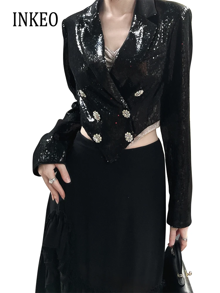 Women's Sequin short Blazer Slim 2023 Spring Summer Female Double breasted Jacket Irregular Crop blazer Club outfit INKEO 3O028
Women's Sequin short Blazer Slim 2023 Spring Summer Female Double breasted Jacket Irregular Crop blazer Club outfit INKEO 3O028