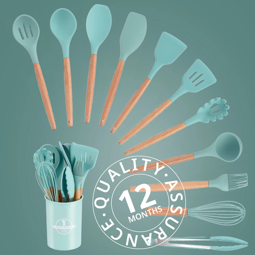 Non-Stick Heat Resistant Handle Spatula Spoon Silicone Kitchenware Cooking Utensils Set With Storage Box Kitchen Tools
Non-Stick Heat Resistant Handle Spatula Spoon Silicone Kitchenware Cooking Utensils Set With Storage Box Kitchen Tools
