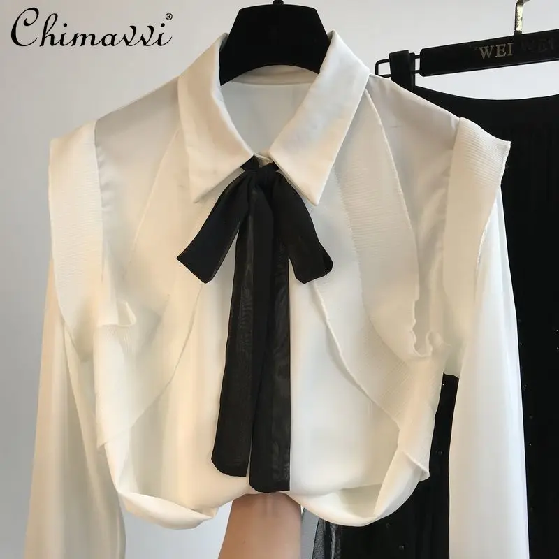 Блузка женская шифоновая с оборками, модная рубашка с контрастным кружевом и бантом, офисный Свободный Топ, весна 2022
Блузка женская шифоновая с оборками, модная рубашка с контрастным кружевом и бантом, офисный Свободный Топ, весна 2022