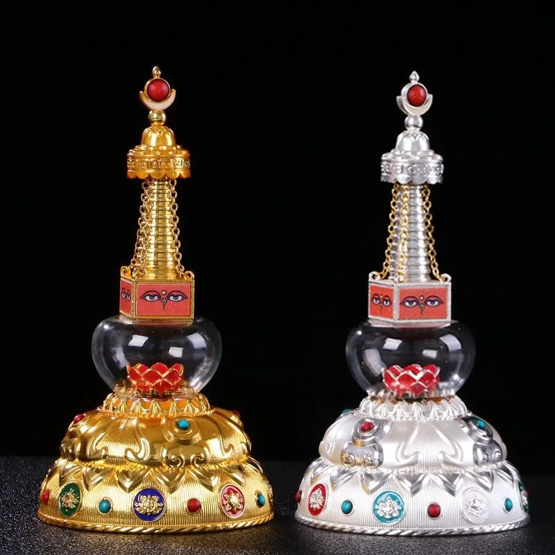 Silver Tibetan Stupa Tantric Auspicious Pearl Inlaid Gem Glass Eye Heaven Alloy Handicraft Altars Indoor Desktop Decorative
Silver Tibetan Stupa Tantric Auspicious Pearl Inlaid Gem Glass Eye Heaven Alloy Handicraft Altars Indoor Desktop Decorative