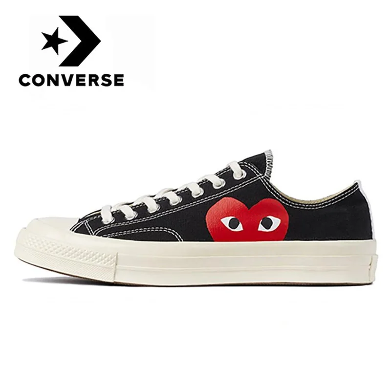 

Original Converse Chuck Taylor All Star 70s Ox Comme Des Garcons Play Black CDG Low Skateboarding sneakers new flat canvas Shoes