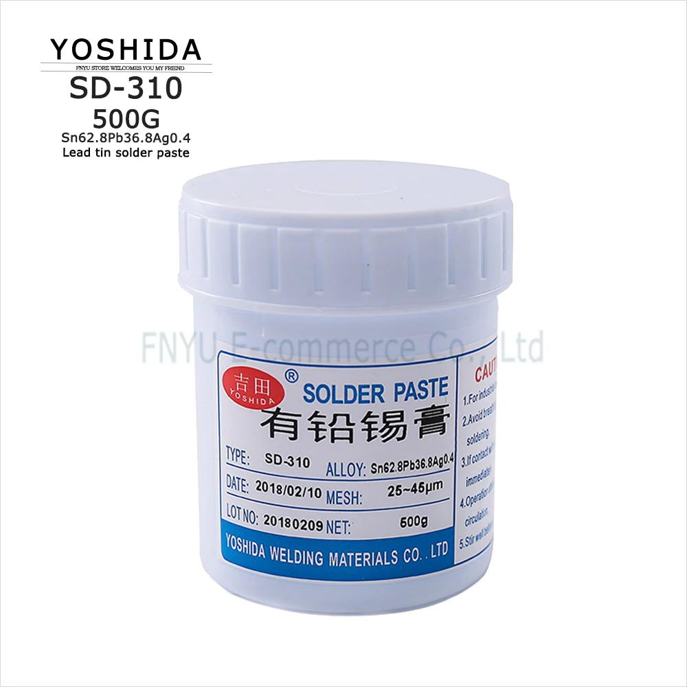 Паяльная паста YOSHIDA SD-310 183. ℃ 500 г Sn62.8Pb36.8Ag0.4 Свинец, содержащий серебряную никелированную паяльную палку QFN
Паяльная паста YOSHIDA SD-310 183. ℃ 500 г Sn62.8Pb36.8Ag0.4 Свинец, содержащий серебряную никелированную паяльную палку QFN