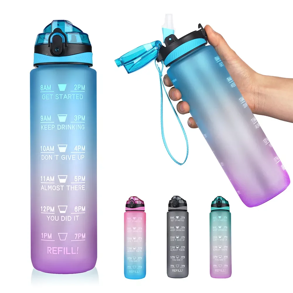 1L Water Bottle with Bounce Cover Time Scale Reminder Outdoor Sports Fitness Water Bottle with Straw Cup Frosted Leakproof Cup
1L Water Bottle with Bounce Cover Time Scale Reminder Outdoor Sports Fitness Water Bottle with Straw Cup Frosted Leakproof Cup