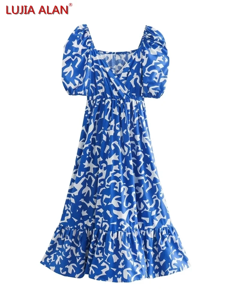 Women Elegant Printing Square Collar Poplin Dress Summer Female Puff Sleeve Midi Vestidos LUJIA ALAN D9881
Women Elegant Printing Square Collar Poplin Dress Summer Female Puff Sleeve Midi Vestidos LUJIA ALAN D9881
