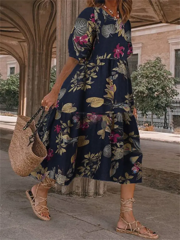 Bohemian Dress VONDA 2022 Summer Women Casual O Neck Short Sleeve Midi Dresses Loose Vintage Printed Party Beach Robe Vestidos
Bohemian Dress VONDA 2022 Summer Women Casual O Neck Short Sleeve Midi Dresses Loose Vintage Printed Party Beach Robe Vestidos