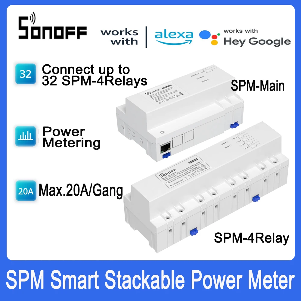 SONOFF SPM Smart Stackable Power Meter 20A/Gang Overload Protection Energy Consumption Monitoring Support SD Card Data Storage
SONOFF SPM Smart Stackable Power Meter 20A/Gang Overload Protection Energy Consumption Monitoring Support SD Card Data Storage