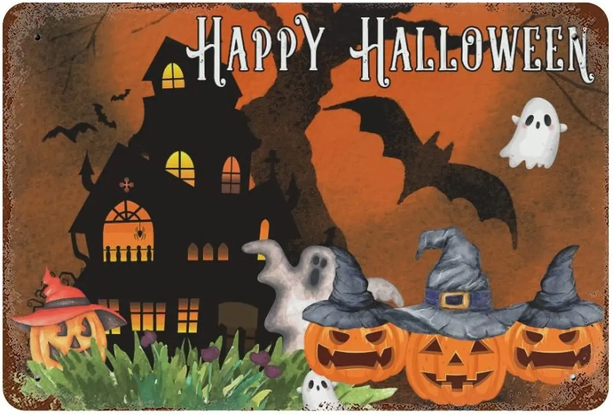 Happy Halloween Pumpkin Retro Tin Signs Vintage Metal Sign Iron Gift Bar Painting for Coffee Kitchen Wall Decor 10x14
Happy Halloween Pumpkin Retro Tin Signs Vintage Metal Sign Iron Gift Bar Painting for Coffee Kitchen Wall Decor 10x14