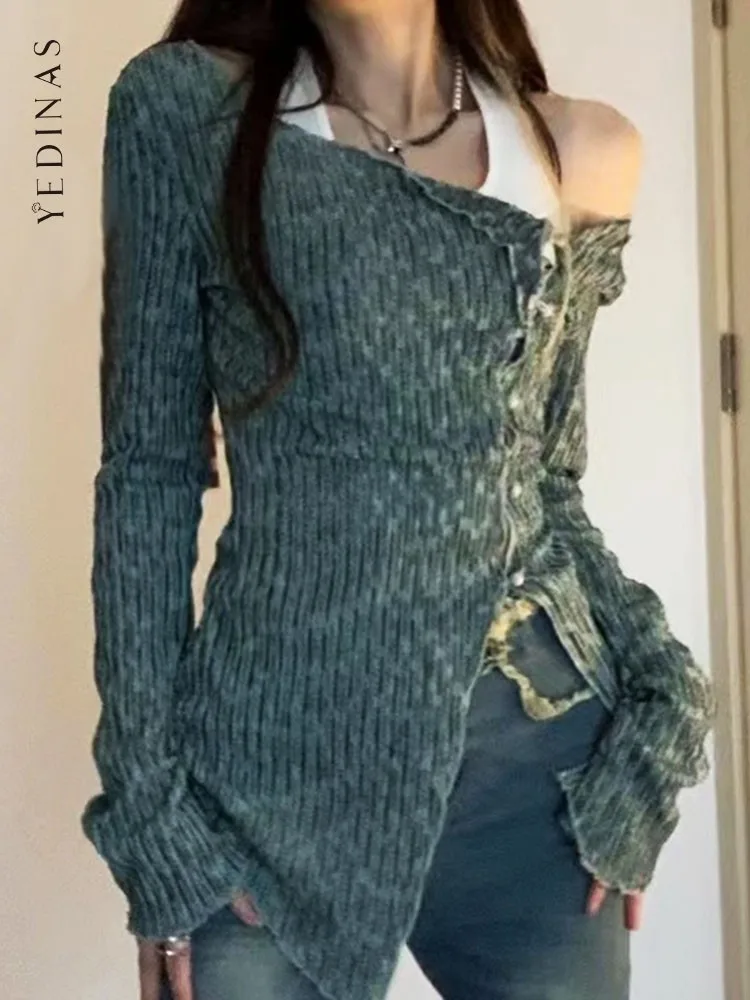 Yedinas Streetwear Asymmetrical Two Piece Halter Tops+long Sleeve T Shirt Women Clothes Autumn Spring Tshirts Grunge Aesthetic
Yedinas Streetwear Asymmetrical Two Piece Halter Tops+long Sleeve T Shirt Women Clothes Autumn Spring Tshirts Grunge Aesthetic