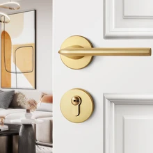Jiasenbao gold luxury indoor bedroom door lock mute magnetic wood door lock split matte brushed gold door lock